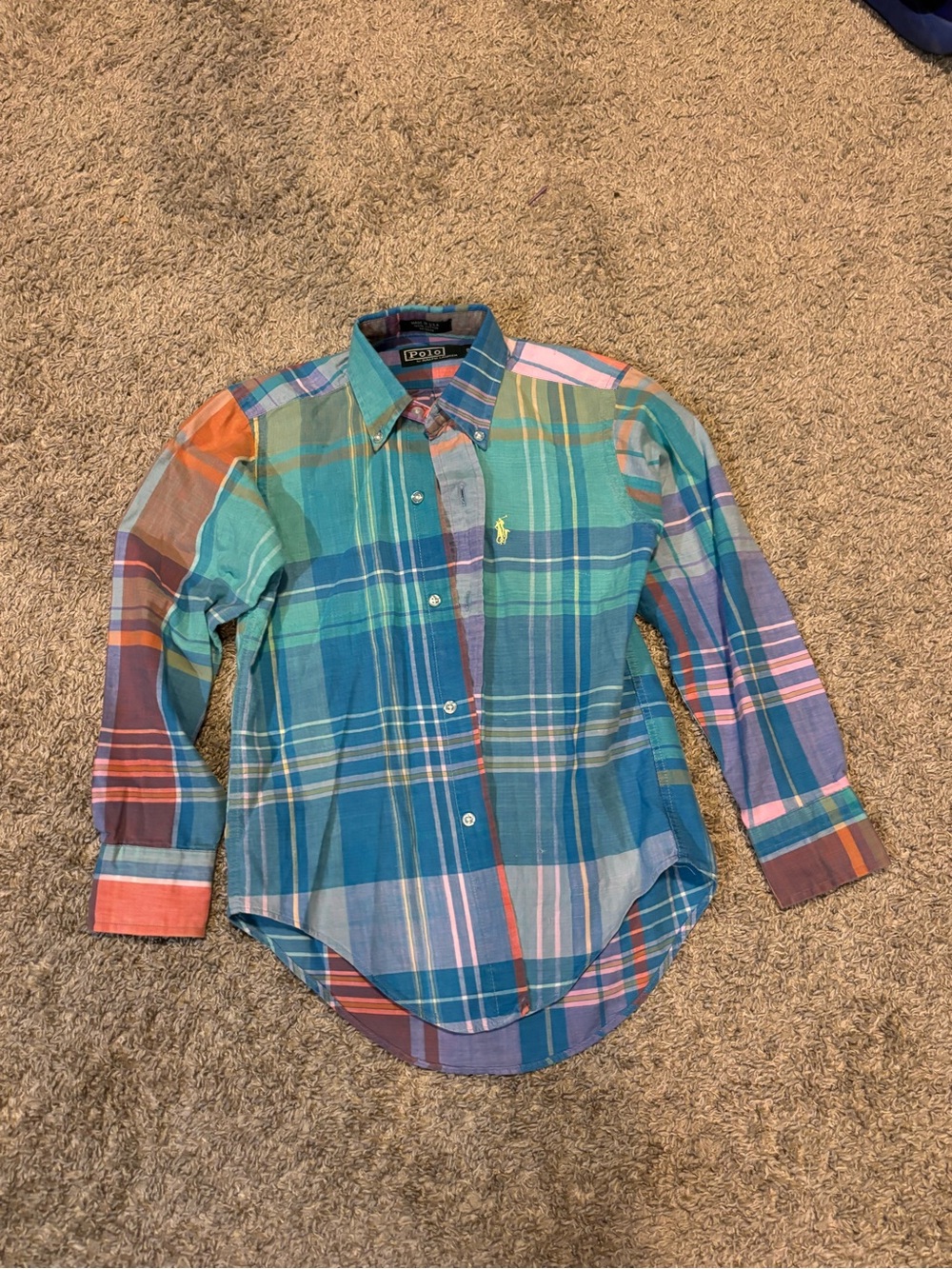 Vintage Ralph Lauren Multicolor Plaid Button-Down Shirt - Teal/Blue/Coral